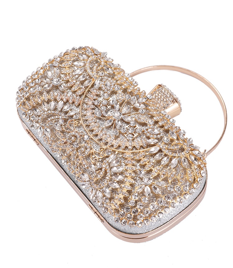Women's Floral Patterned Crystal Evening Clutch