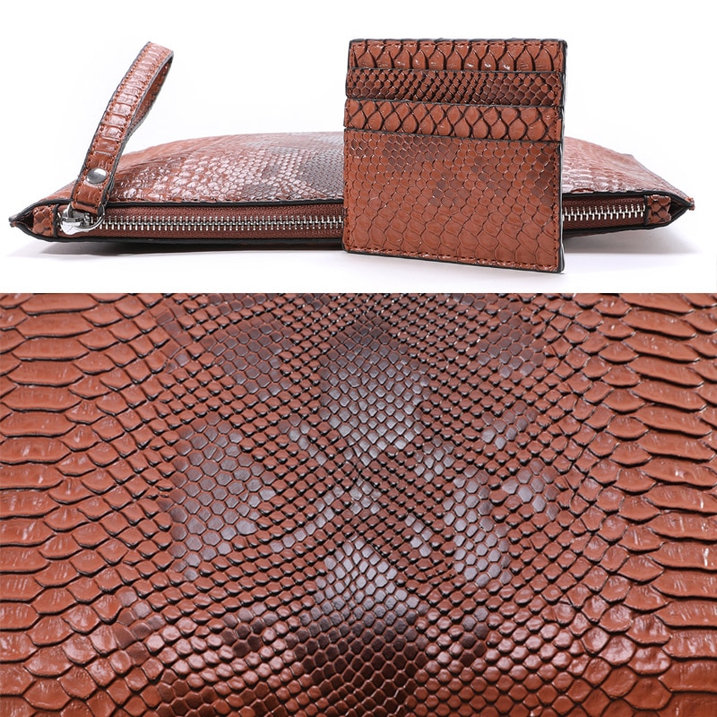 Women's Python Embossed Eco-Leather Clutch