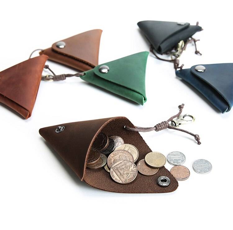 Triangle Designed Genuine Leather Coin Wallet